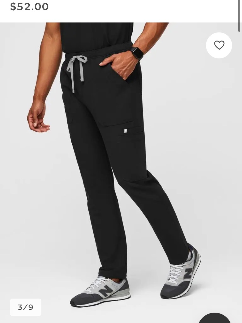 Figs Men's Cairo Black Cargo Jogger Pants with Gray Drawcord